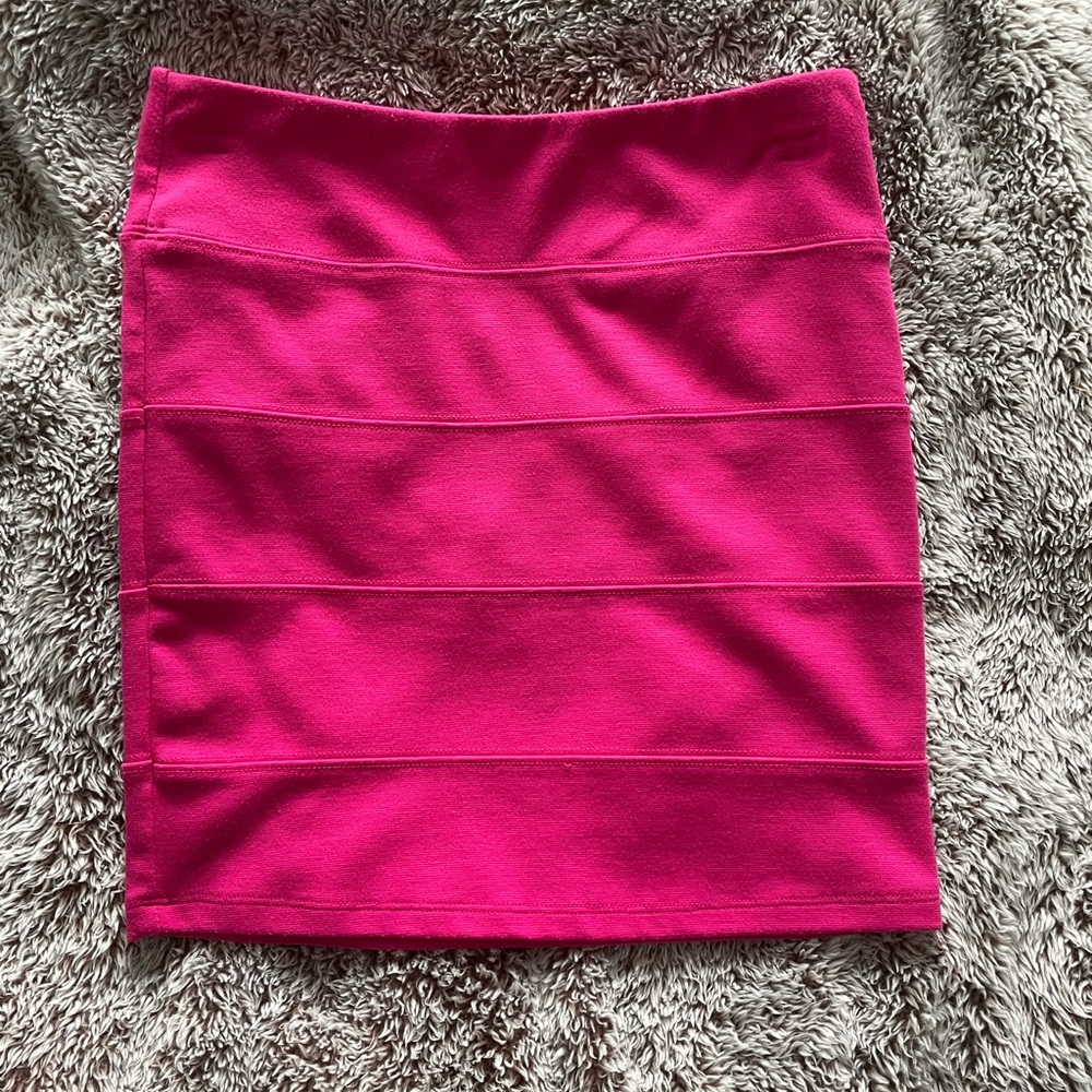 Bright pink pencil skirt